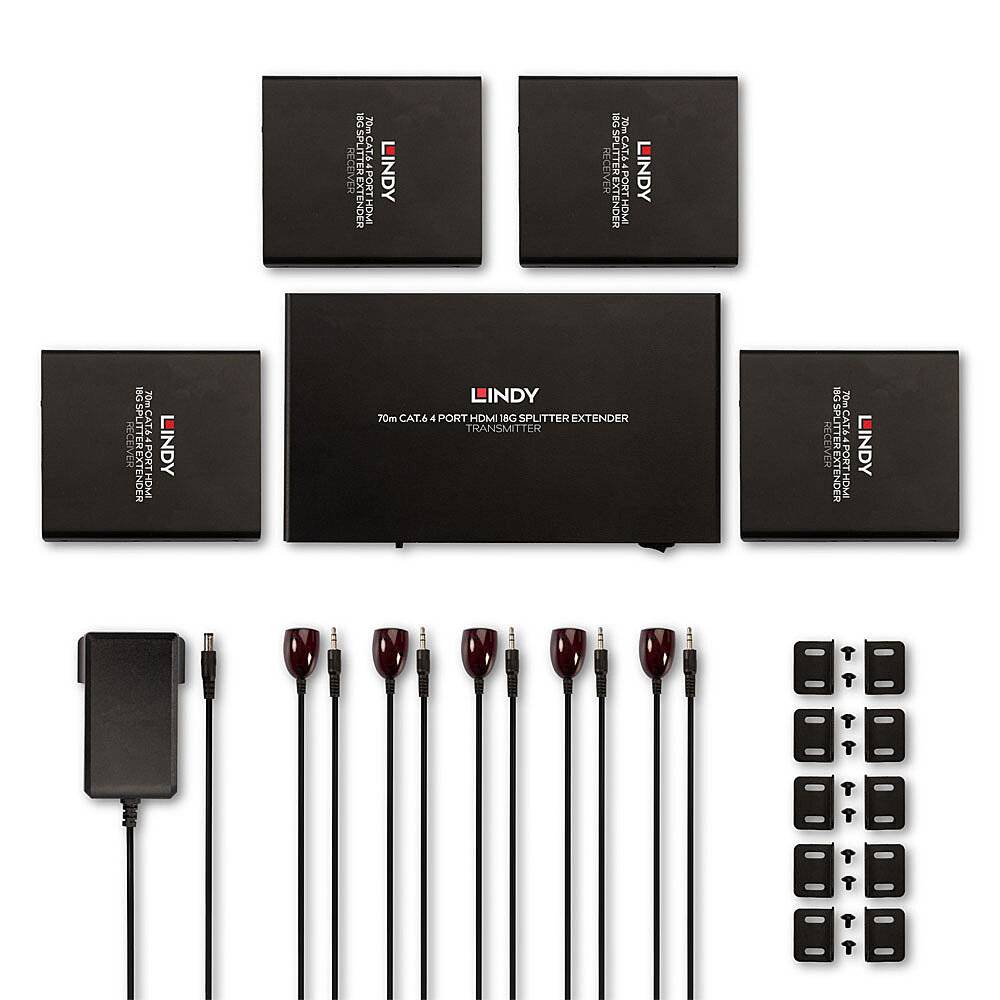 Cím: Lindy CAT-4 HDMI 70m Hosszabbító Szett; Tartalom: több adapter, kábel és rögzítőelem; Felhasználási cél: HDMI-jel kiterjesztése.