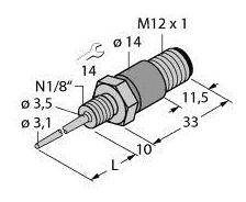 Turck TP-103A-N1/8-H1141-L024 Hőmérséklet érzékelő -50 - +120 °C Érzékelő típus Pt100