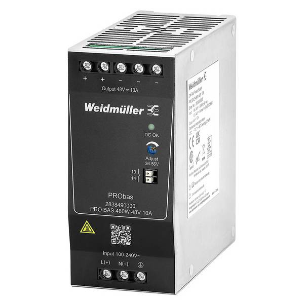 Weidmüller 2838490000 Kalapsínes tápegység  48 V 10 A 480 W Kimenetek száma:1 x  Tartalom, tartalmi egységek rendelésenként 1 db