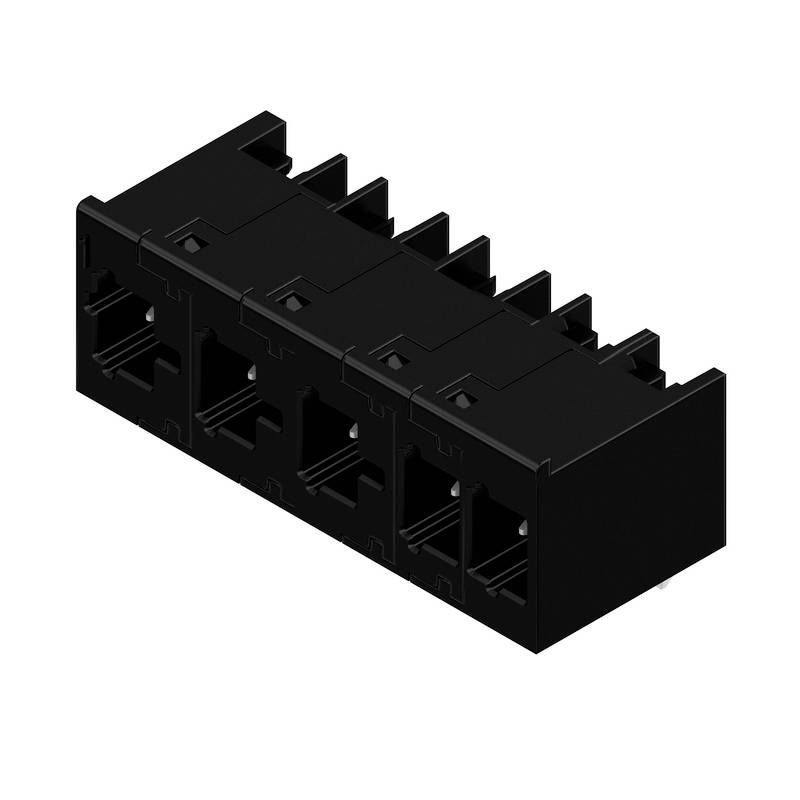 Egy fekete, téglalap alakú elektronikus csatlakozó több porttal, hálózati kábeleződéshez alkalmas.