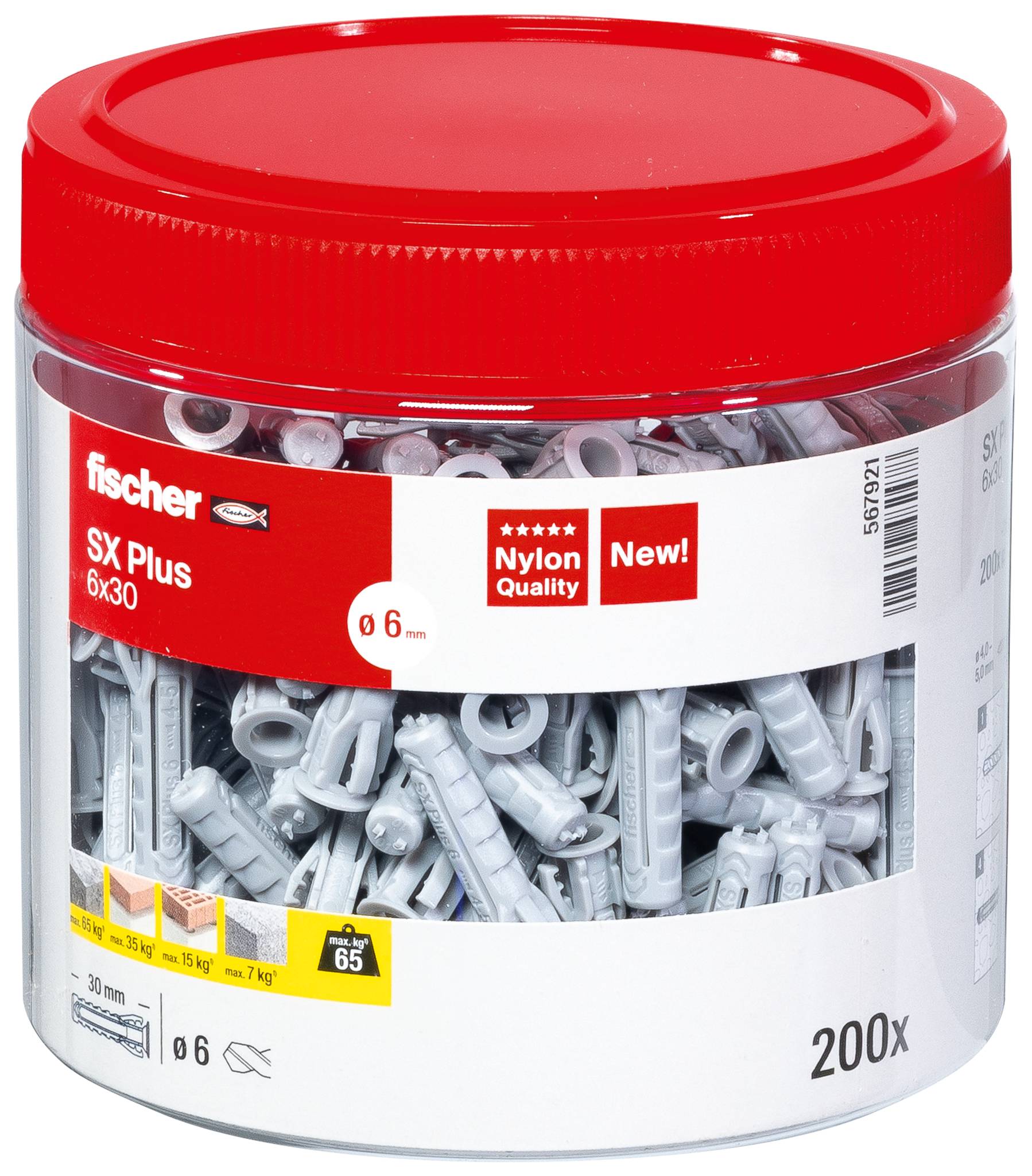 Fischer 567921 SX Plus Terpesztő tipli 30 mm 6 mm 200 db