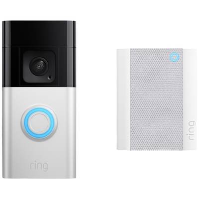 ring Video Doorbell + Chime (2nd Gen) IP videó kaputelefon WLAN Nikkel (matt), Fekete