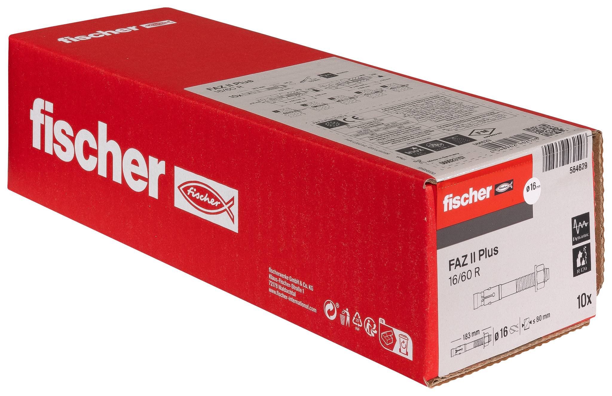 Fischer 564629 FAZ II Plus 16/60 R Horgonycsap 183 mm 16 mm 20 db