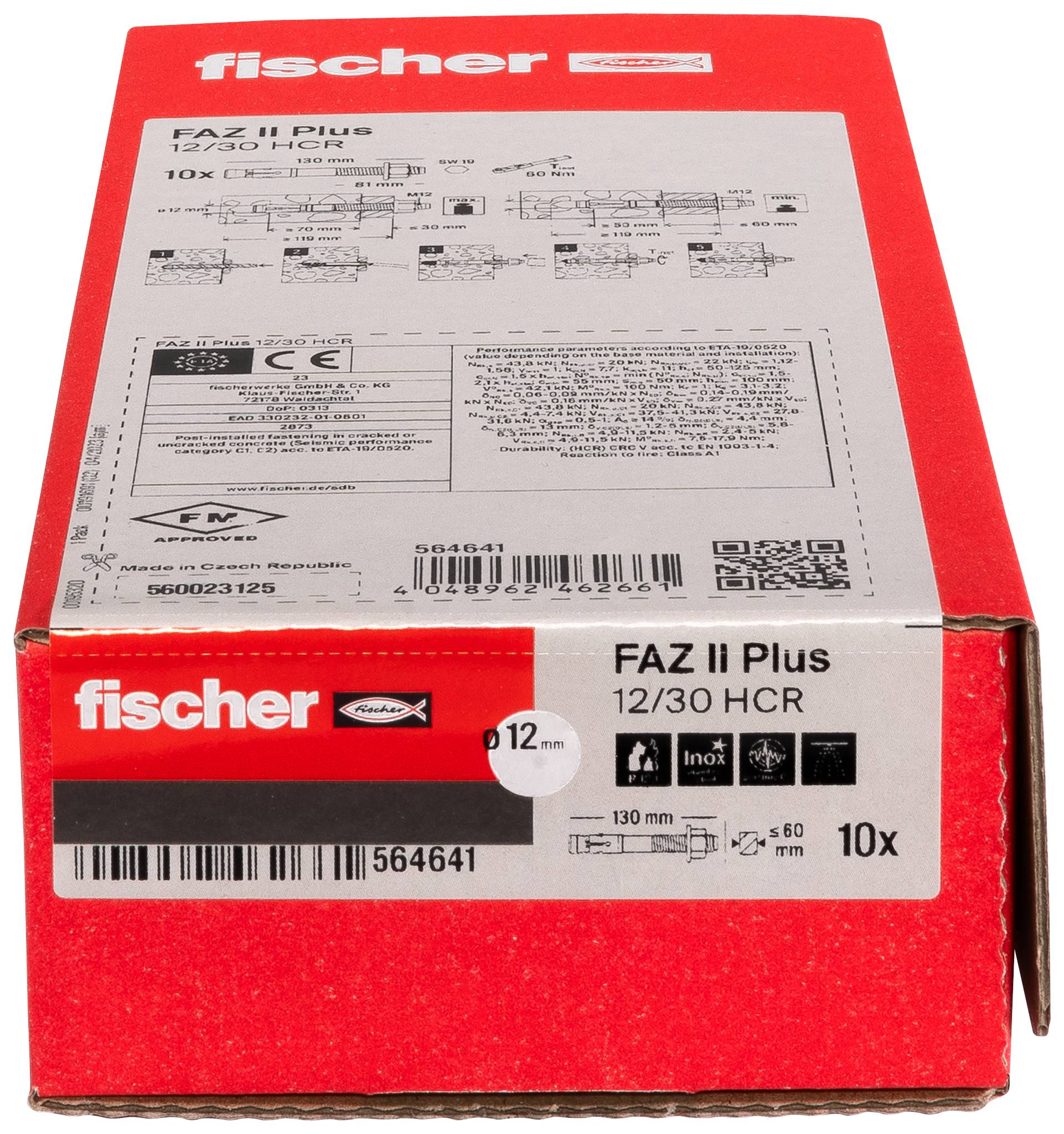 Fischer 564641 FAZ II Plus 12/30 HCR Horgonycsap 130 mm 12 mm 10 db-2