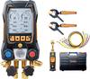 testo 570s intelligens vákuumkészlet töltőtömlő - Intelligens digitális elosztó vezeték nélküli vákuummal és bilincs hőmérséklet szondákkal és 4 részes töltőtömlő készlettel