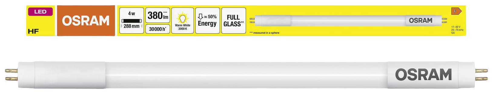 'OSRAM LED fénycső, 9W, 3000K meleg fehér, akár 50%-os energiamegtakarítás, teljesen üveg, elektronikus előtétekhez alkalmas.'