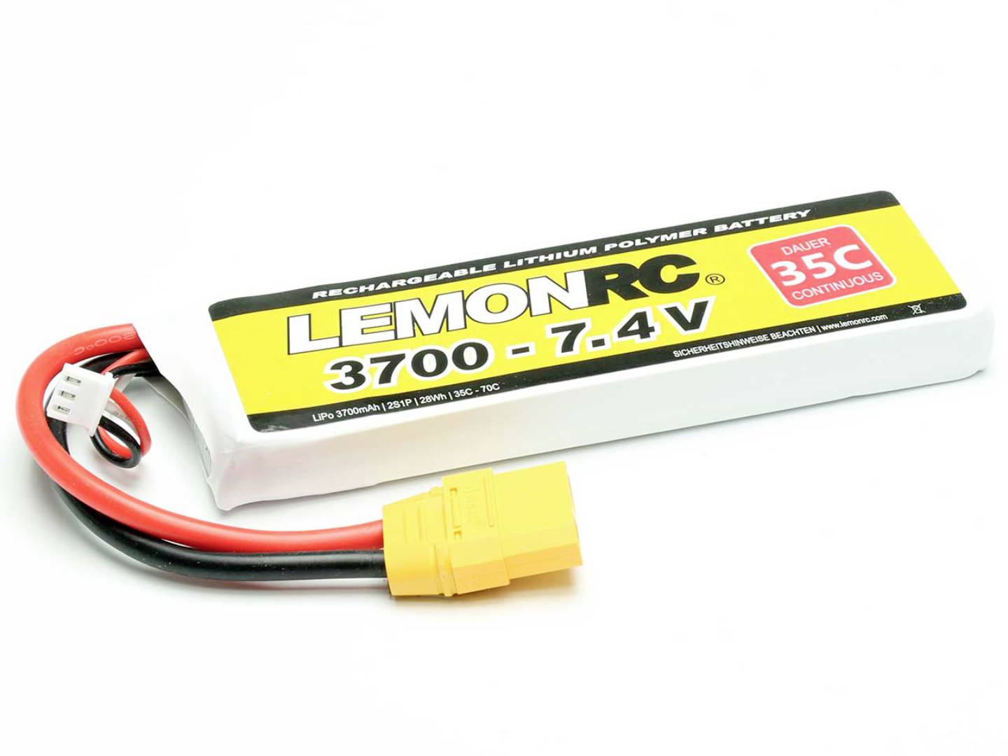 LemonRC Akkucsomag, LiPo 7.4 V 3700 mAh Cellaszám: 2 35 C Soft doboz XT90