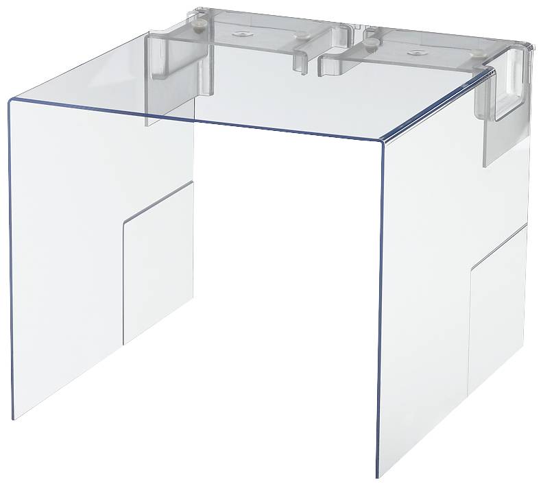 Egy átlátszó, négyzet alakú, lekerekített sarkú akril állvány kiválóan alkalmas bemutatásra vagy rendszerezésre.