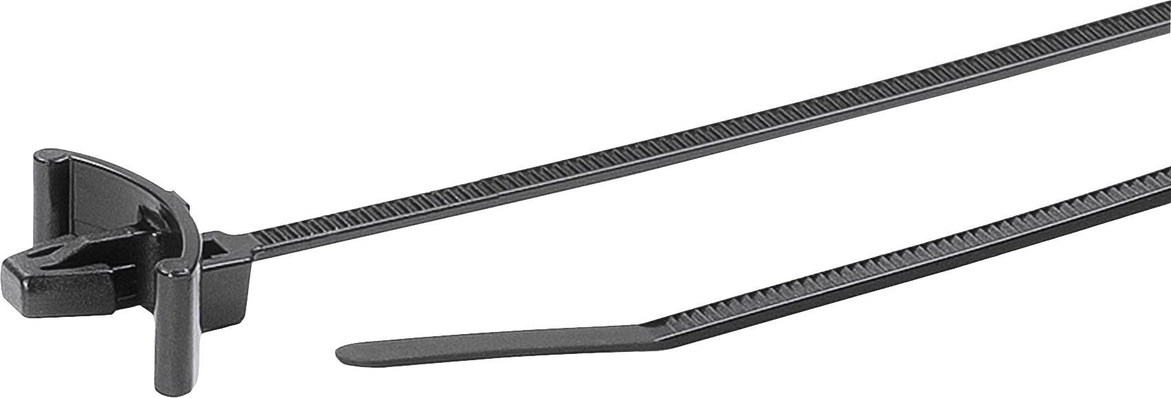 HellermannTyton 126-00417 T18RSF-PA66UV-BK Serre-câble 100 mm 2.50 mm noir avec pied ancre, stabilisé à la chaleur 1 pc(s)