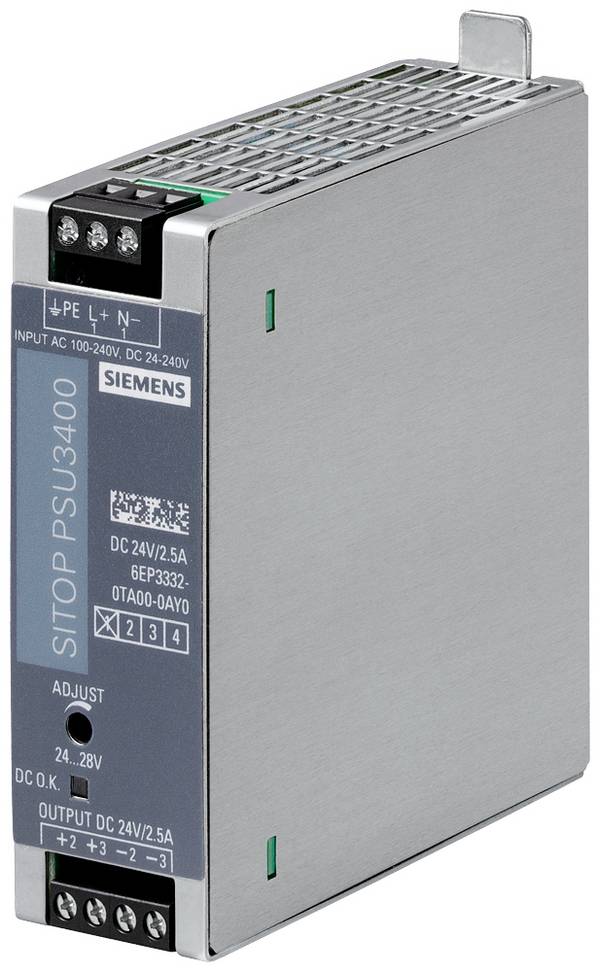 Siemens 6AG13320TA007AY0 Kalapsínes tápegység  24 V 2.5 A    Tartalom, tartalmi egységek rendelésenként 1 db