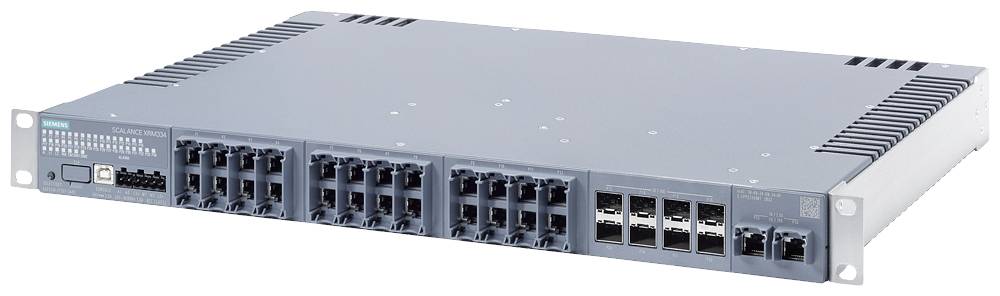 Egy hálózati kapcsoló több Ethernet-porttal, adattovábbítás céljából egy szerver-rack-ben.