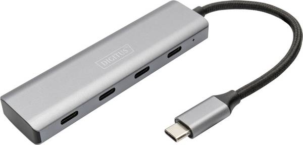 Digitus DA-70246 USB hub 4 port USB-A USB 3.1 Gen1 5 GBit/s Alumínium házzal Sötétszürke DA-70246
