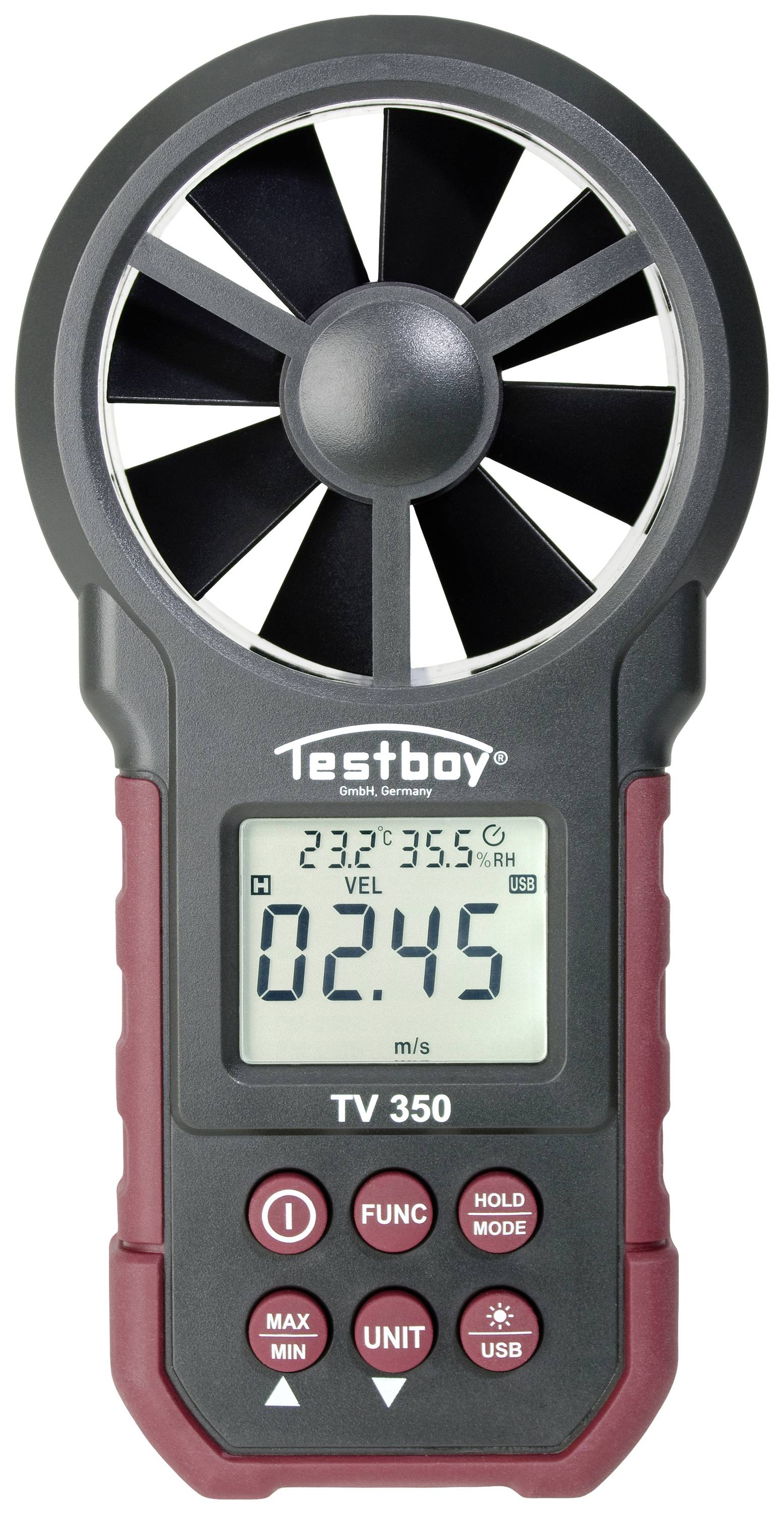 Testboy TV 350 Anemométer 0.8 - 30 m/s