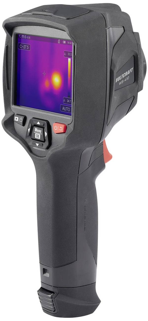 VOLTCRAFT WB-410 Hőkamera Kalibráció (DAkkS) -20 - 550 °C 160 x 120 Pixel 25 Hz Beépített digitális kamera, Érintőképernyő, WiFi, 2 m-ig leesést tűrő