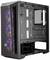 Fekete számítógépház átlátszó oldalpanellel, többszínű LED-ekkel megvilágítva. Belső hardverelemek beépítésére alkalmas.