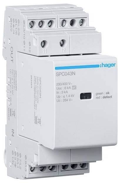 Hager SPC403N SPC403N Túlfeszültség levezető 3 kA darab 1 db-0
