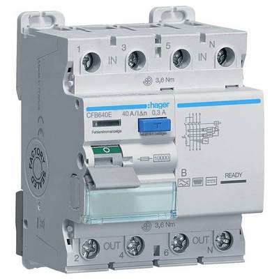 Hager CFB640E CFB640E FI védőkapcsoló Minden áramra érzékeny FI B 40 A 0.3 A 230 V, 400 V-0