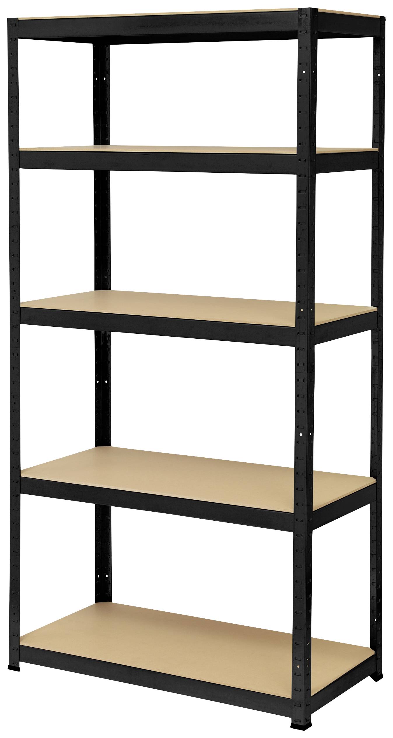 TOOLCRAFT TO-8689791 Nagy teherbírású polc 265 kg (Sz x Ma x Mé) 90 x 1.8 x 45 cm Fém, MDF Matt Fekete Fa padló