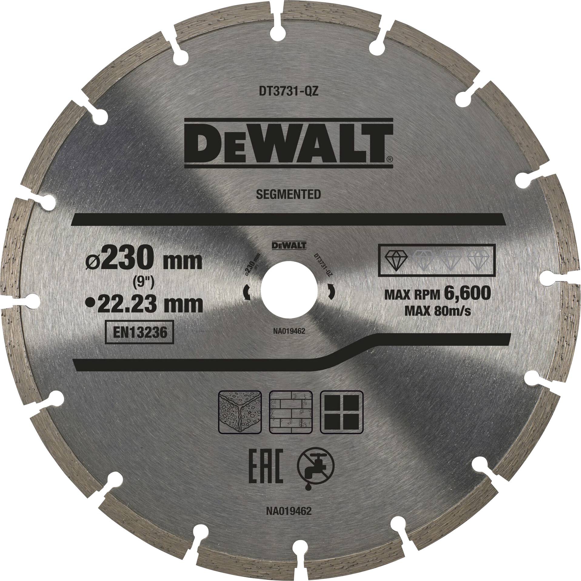 DEWALT DT3731-QZ DT3731-QZ Gyémánt bevonatú vágótárcsa Ø 230 mm Furat átmérő 22.23 mm Építkezési anyagok 1 db