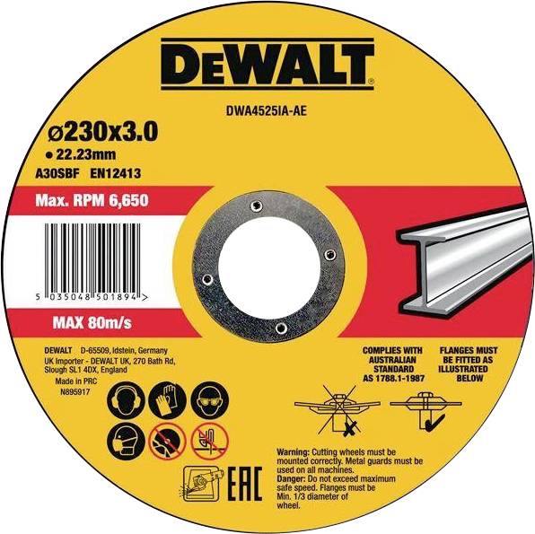 DEWALT DWA4525IA-AE DWA4525IA-AE Vágótárcsa 230 mm 1 db Fém, Nemesacél, Vas-0