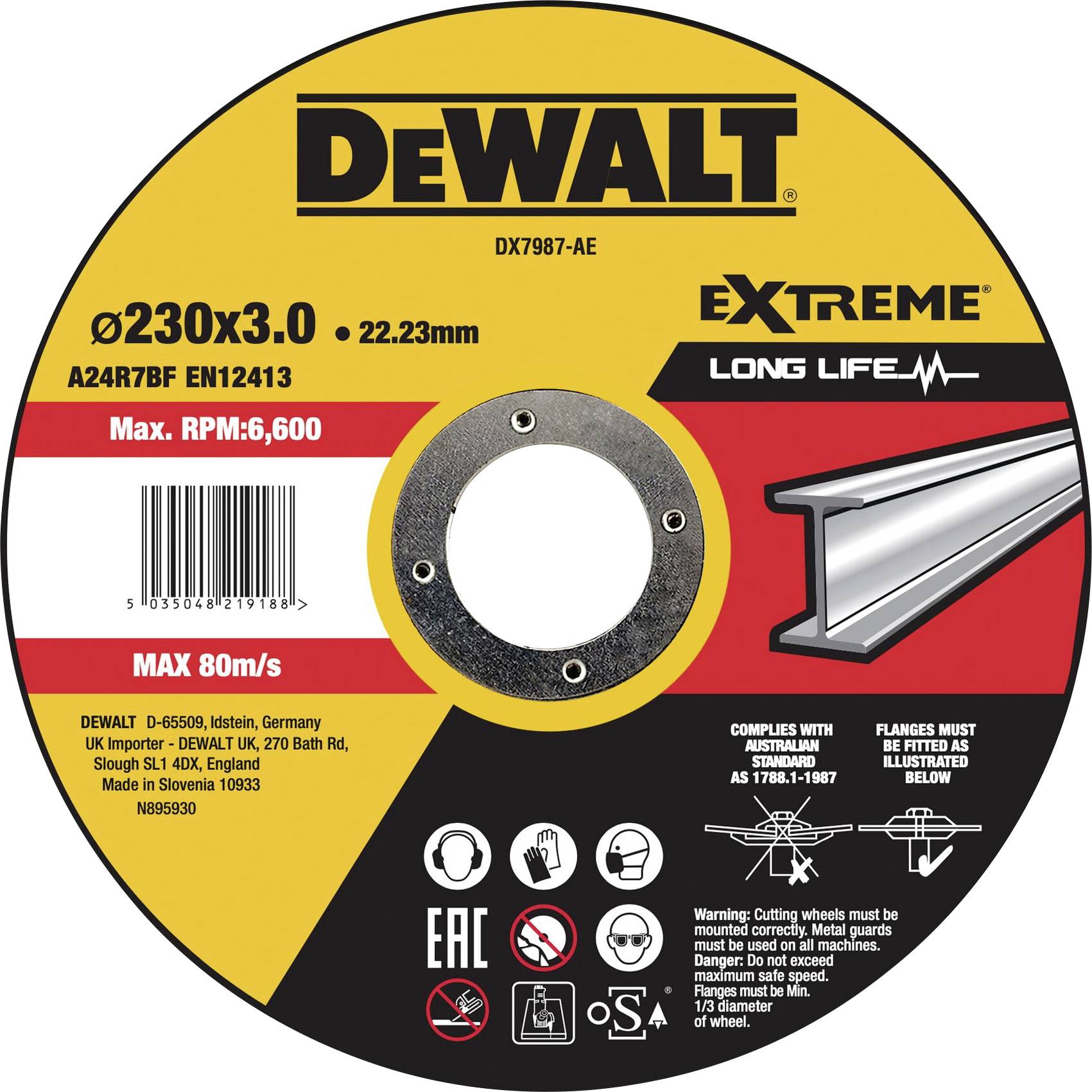 DEWALT DX7987-AE DX7987-AE Vágótárcsa 230 mm 1 db Fém, Nemesacél, Vas
