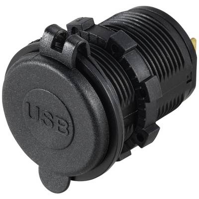 Fekete USB-aljzat védőfedéllel.