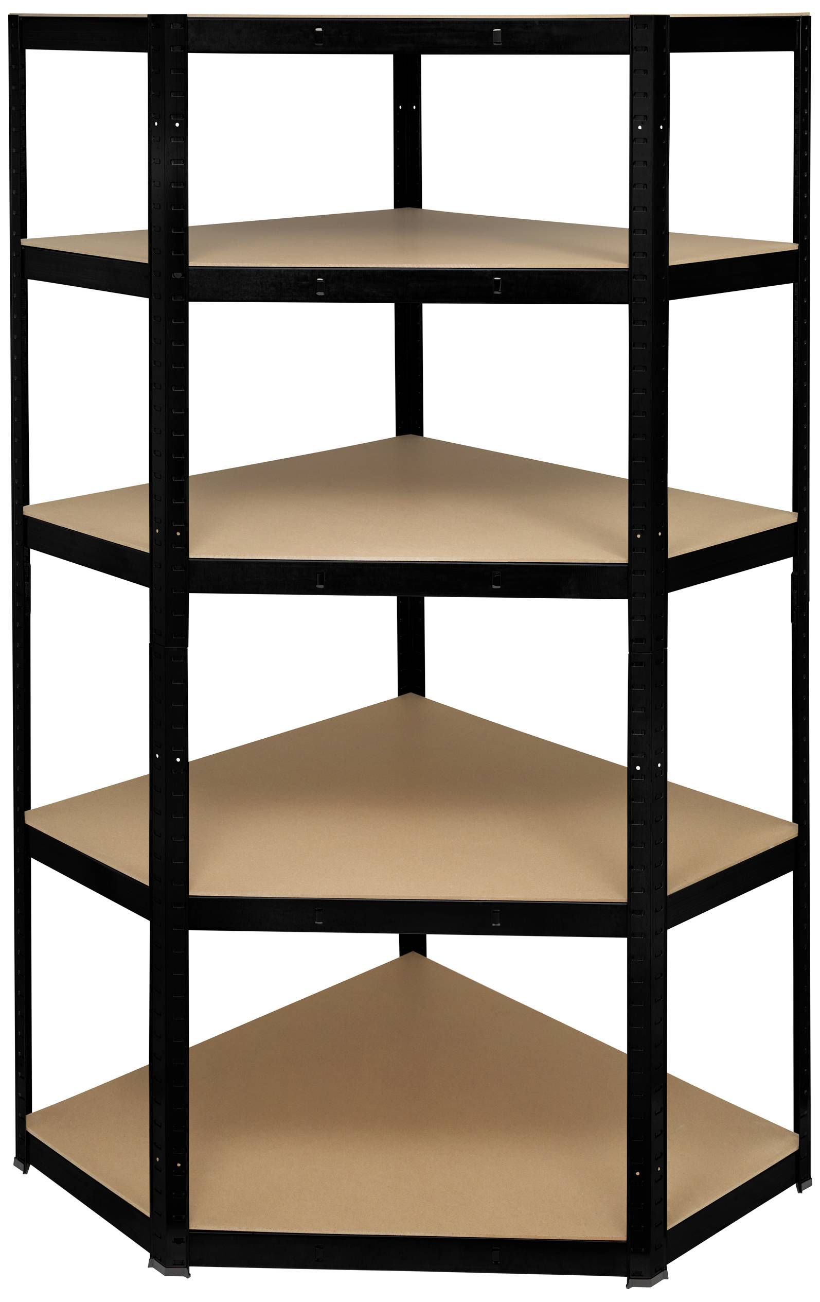 TOOLCRAFT TO-8701224 Raktári polc sarokmodul 175 kg (Sz x Ma x Mé) 70 x 1.8 x 70 cm Fém (por bevonattal), MDF Galvanikusan cinkezett Fekete (matt) Fém padló