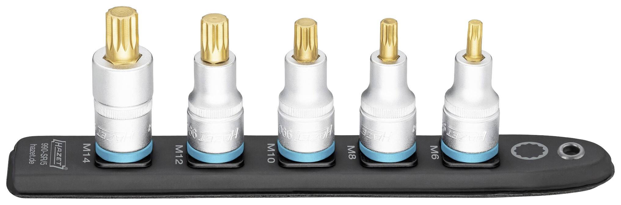 Hazet 990-SR/5 Sokszög (XZN) Dugaszsor Tartós mágnes 12.5 mm 1/2 XZN 5 részes Négylap, 1/2 (12,5 mm)