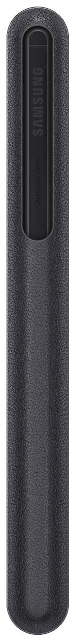 Egy fekete, hengeres toll kupak nélkül, függőlegesen ábrázolva sima, matt felülettel.