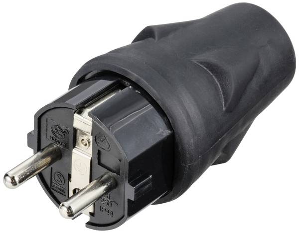 Védőérintkezős gumi dugó 250 V/AC fekete IP44, Sygonix SY-5806884
