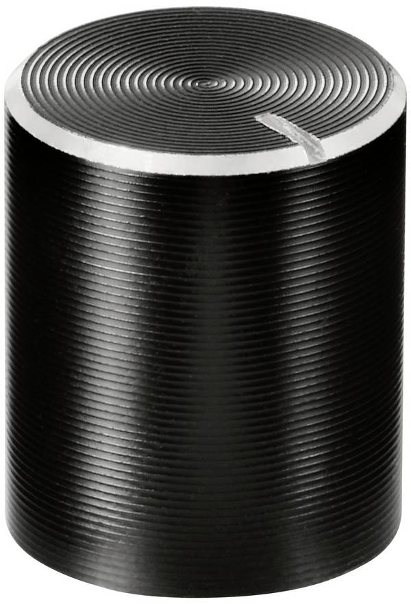 TRU COMPONENTS TC-11613892  Forgatógomb Fej jelöléssel Fekete (Ø x Ma) 10 mm x 12 mm Alumínium, Műanyag 1 db