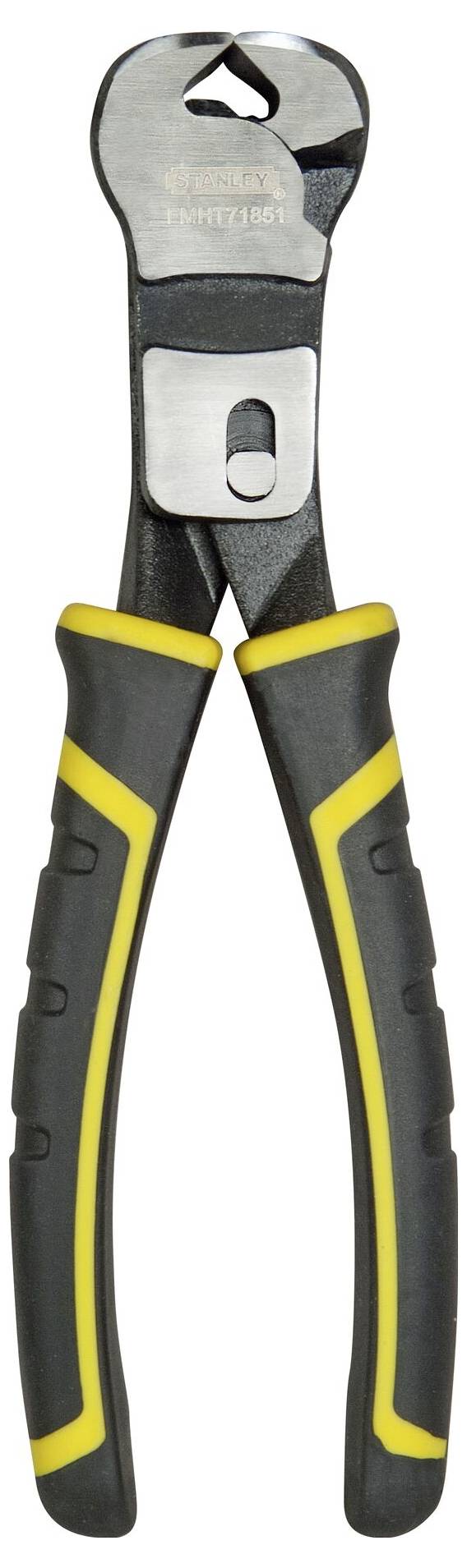 Fekete-sárga markolatú és ezüst pengéjű kábelcsípő fogó, kábelek és vezetékek elvágásához alkalmas.