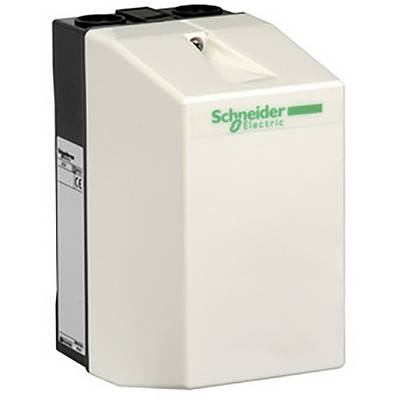 Egy fehér-szürke elektromos készülék a Schneider Electric-től, téglalap alakú formában, logóval az elején.