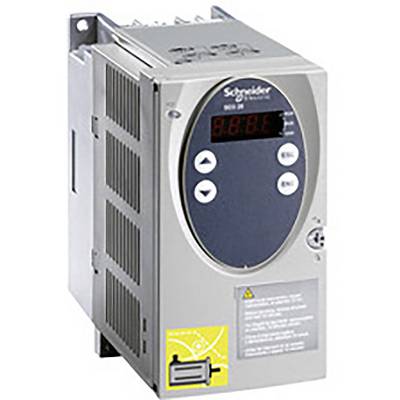 Egy digitális kijelzővel és gombokkal rendelkező elektromos eszköz, valószínűleg egy Schneider Electric frekvenciaváltó, oldalsó szellőzőnyílásokkal.