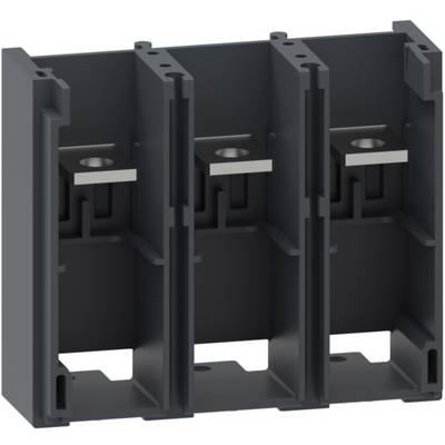 Egy szürke, téglalap alakú ház három elkülönített rekesszel, amely elektromos áramkörök vagy modulok szerelésére alkalmas.