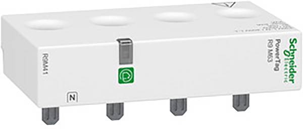 Kompakt túlfeszültségvédő zöld LED-es állapotjelzővel és több csatlakozási porttal, Schneider Electric márka.