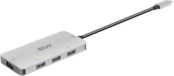 club3D CSV-1547 USB hub 4 port USB-A USB 3.1 Gen2 10 GBit/s USB-C dugóval Fekete, Ezüst CSV-1547