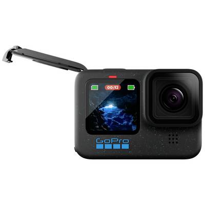 GoPro-kamera nyitott oldalsó akkufoglalattal és kijelzővel, amely egy víz alatti felvételt mutat. Tökéletes szabadtéri tevékenységekhez és sporthoz.