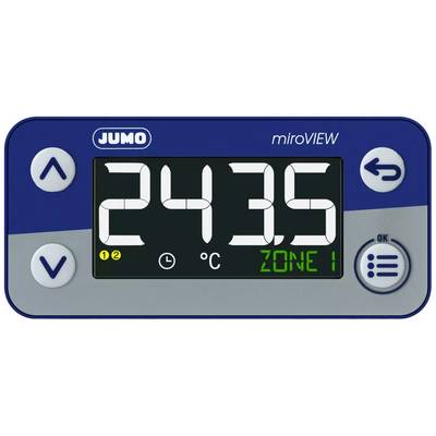A digitális hőmérő kijelzője 24,3 fokot mutat Celsius-fokban az 1. zónában.