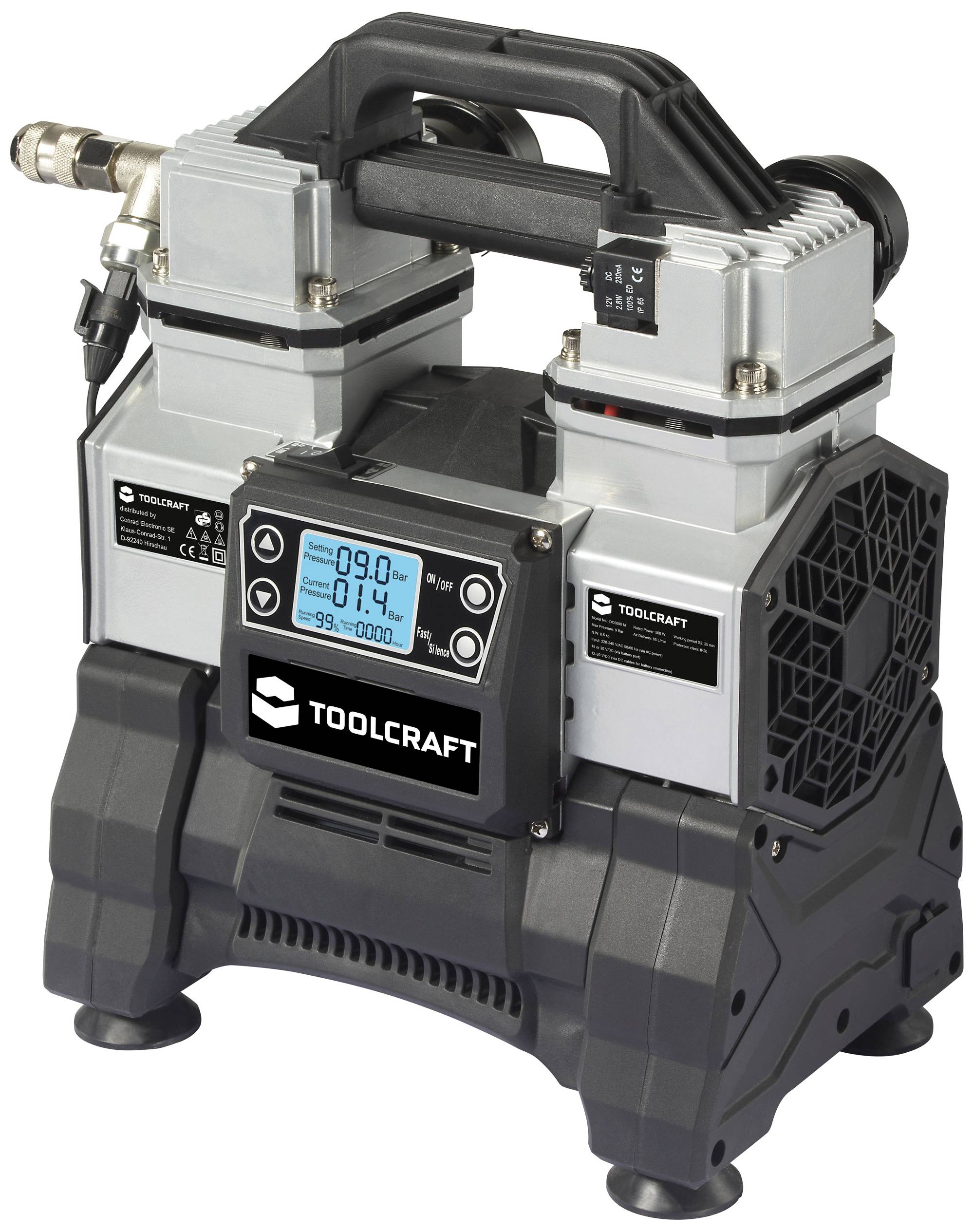 TOOLCRAFT TO-8952876 Légkompresszor 18 VDC/230 VAC 9 bar
