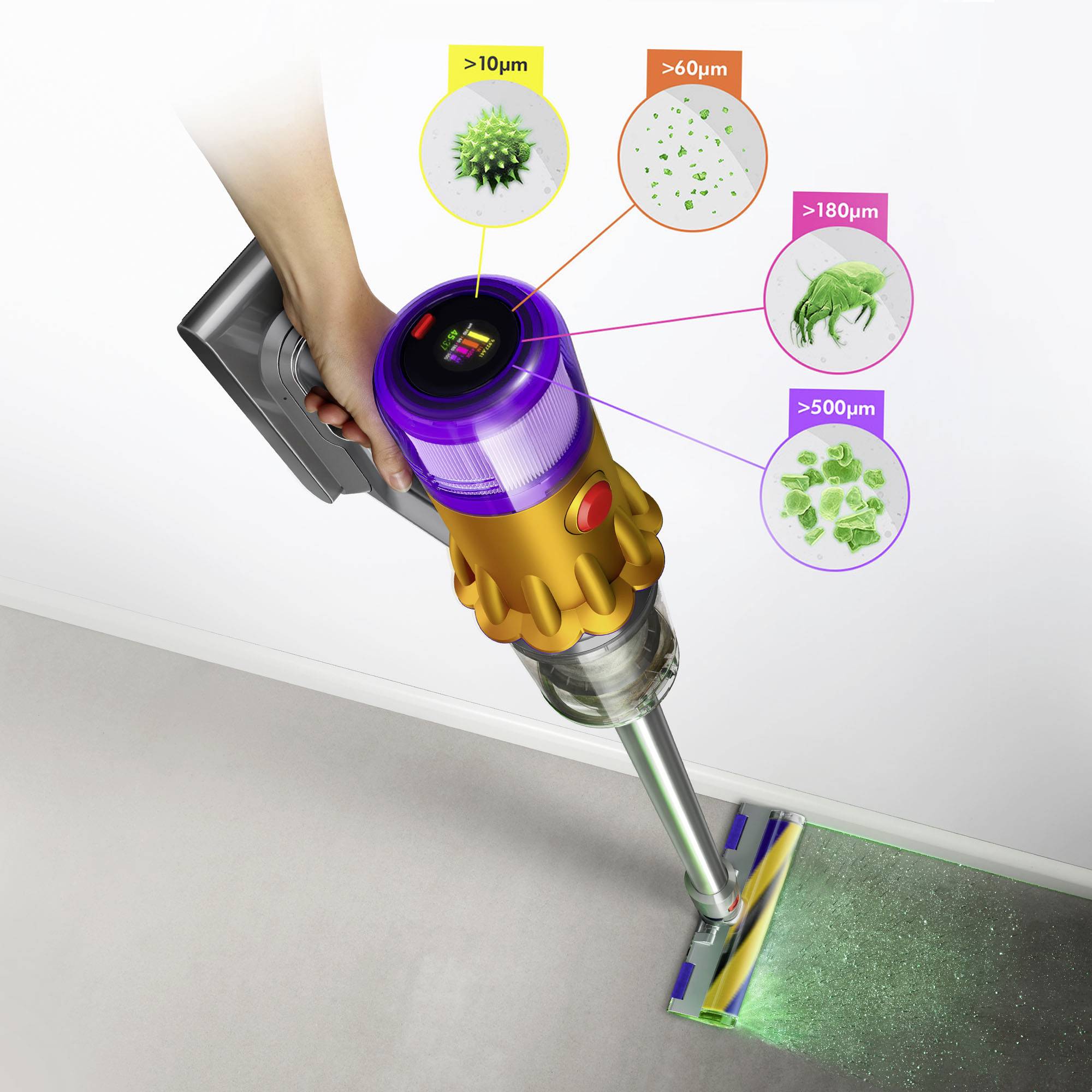 dyson V12 Detect Slim Absolute Nickel Satin 448884-01 Akkus kézi porszívó 25.2 V 230 V 545 W Motoros szívókefe-6