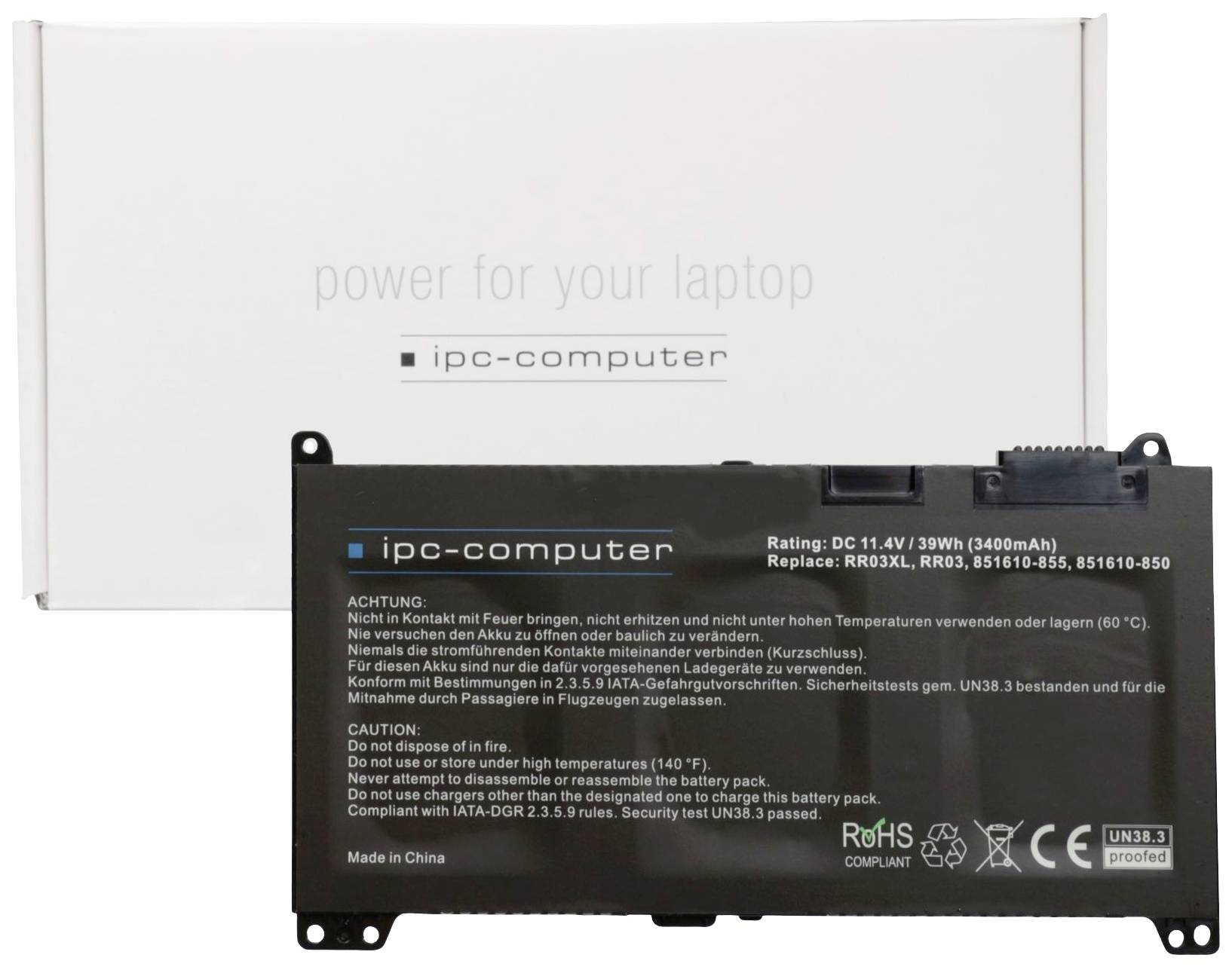 ipc-computer Notebook akku RR03 Replace 11.4 V 3400 mAh HP