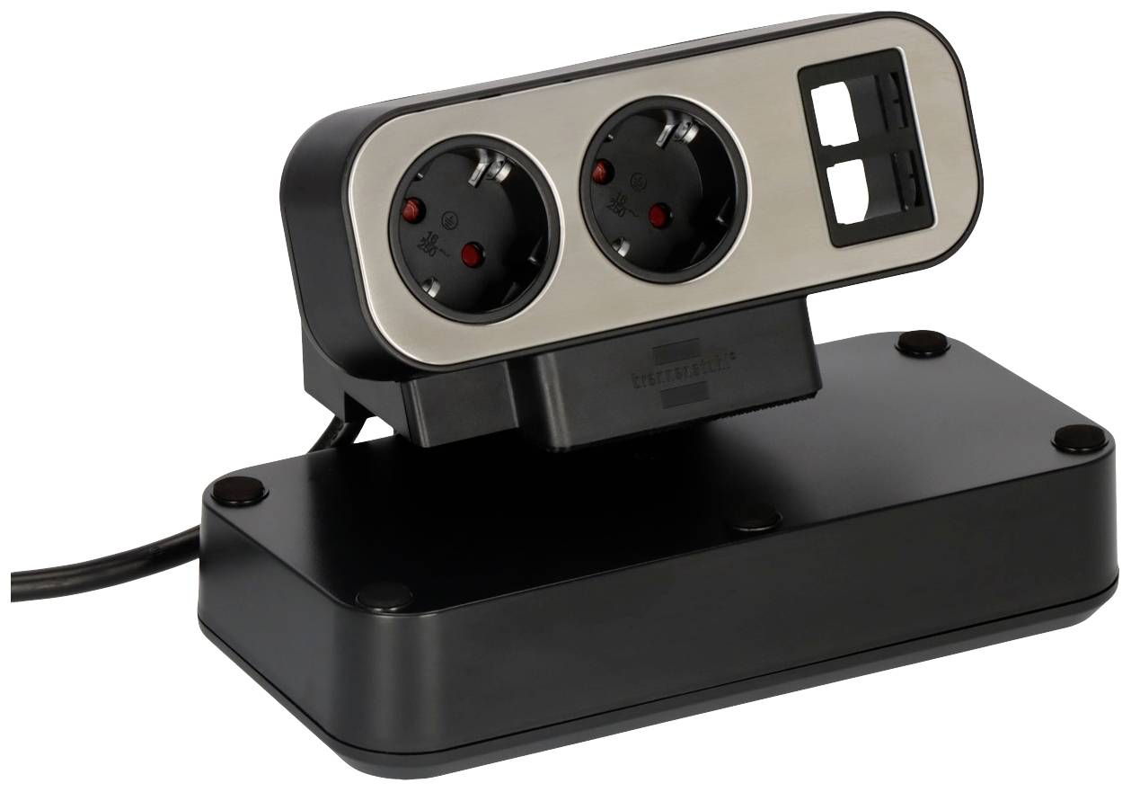 Brennenstuhl 1153580110 Presa di corrente Nero, Argento Schuko