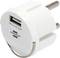 Fehér Brennenstuhl USB falitöltő adapter két kerek csatlakozóval, egy USB porttal és nyomtatott kimeneti értékkel: 5.0V 2.4A 12.0W.