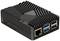 Egy fekete, bordázott, téglalap alakú számítógépház több USB-portot, Ethernet-csatlakozót és HDMI-csatlakozót mutat.