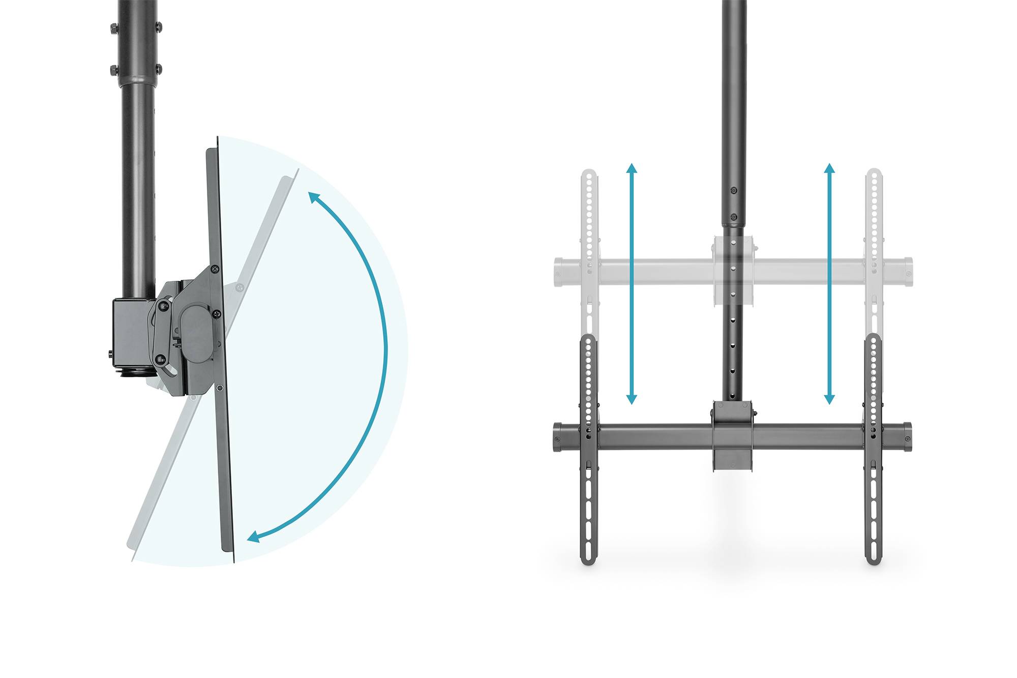 Digitus DA-90421 TV mennyezeti tartó 114,3 cm (45") - 177,8 cm (70") Kihúzható, Dönthető, Forgatható Beépített vízmérték-8