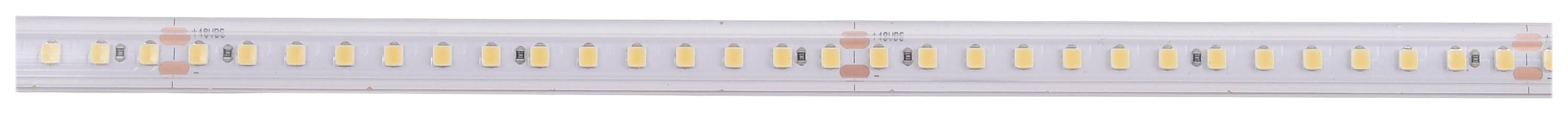 Egy LED-szalag egyenletesen elrendezett sárga LED-fényekkel.