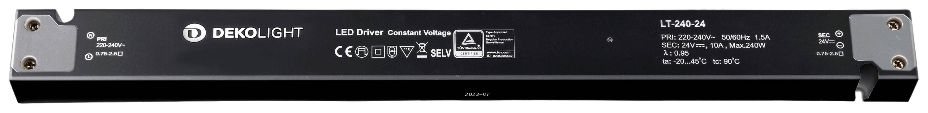 Deko Light LONG-FLAT LED meghajtó Állandó feszültségű 240 W 24 V 1 db