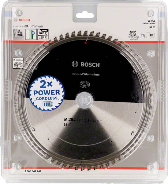 Bosch Accessories Standard for Aluminium 2608842242 Körfűrészlap 254 x 30 x 1.8 mm Fogak száma (collonként): 68 1 db