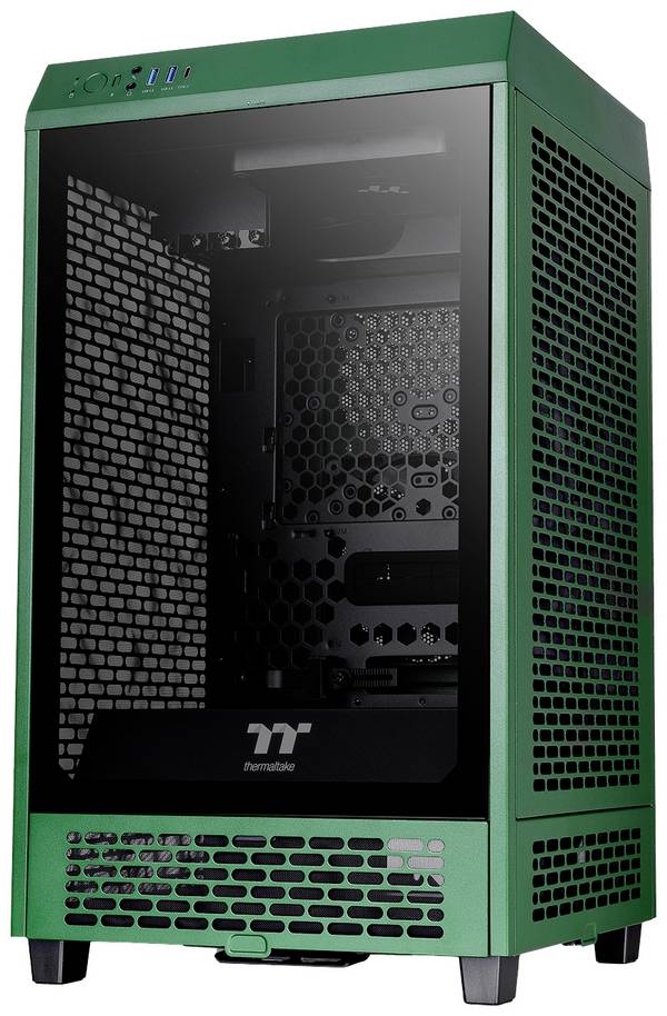 Thermaltake The Tower 200 Mini torony Számítógép ház  Racing zöld 2 előre telepített hűtő, Oldalsó szélvédő, Porszűrő